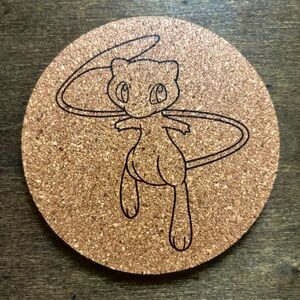 Pokemon Mew Laser Engraved Cork Coaster